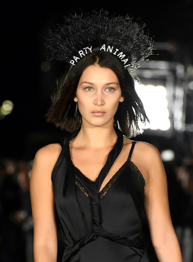 Model Bella Hadid walks the runway at the Alexander Wang show during New York Fashion Week on September 9, 2017 in New York City