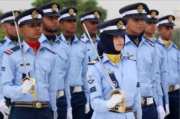 Pakistan Air Force cadets at the mausoleum of Quaid-e-Azam Muhammad Ali Jinnah during change of guard ceremony to mark Defence Day. PHOTO: APP