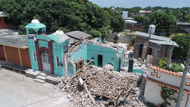View of damages after the 8.2 magnitude earthquake that hit Mexico's Pacific coast, in Ixtaltepec, state of Oaxaca. PHOTO: AFP