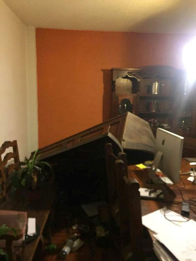 Fallen furniture in an apartment is pictured after an earthquake in Mexico City, Mexico September 8, 2017, in this photo obtained from social media. PHOTO: REUTERS