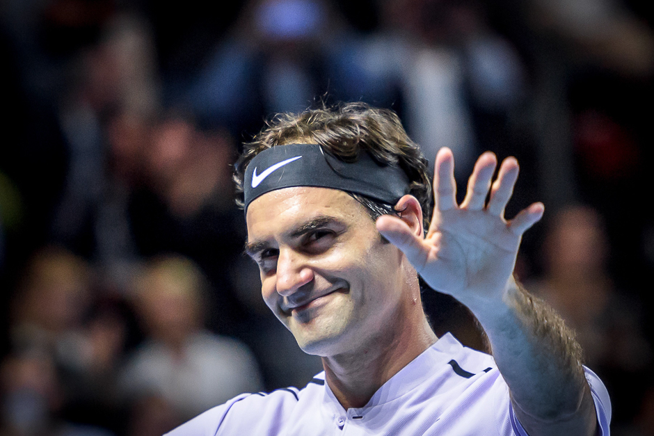 Switzerland's Roger Federer celebrates after winning against Frances Tiafoe of the US at the Swiss Indoors ATP 500 tennis tournament in Basel. PHOTO: AFP