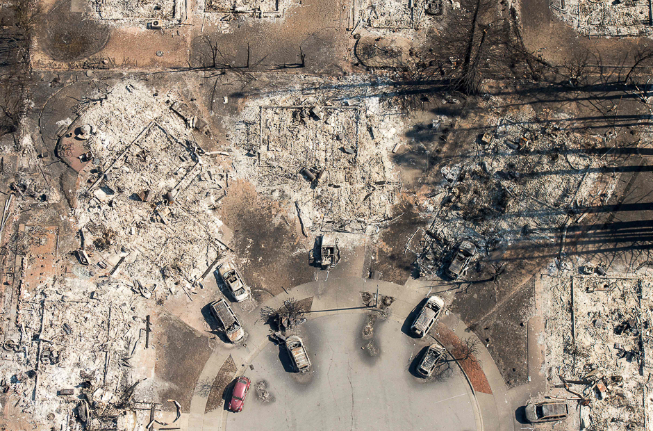 In this aerial view, a burned neighbourhood is seen in Santa Rosa, California. PHOTO: AFP