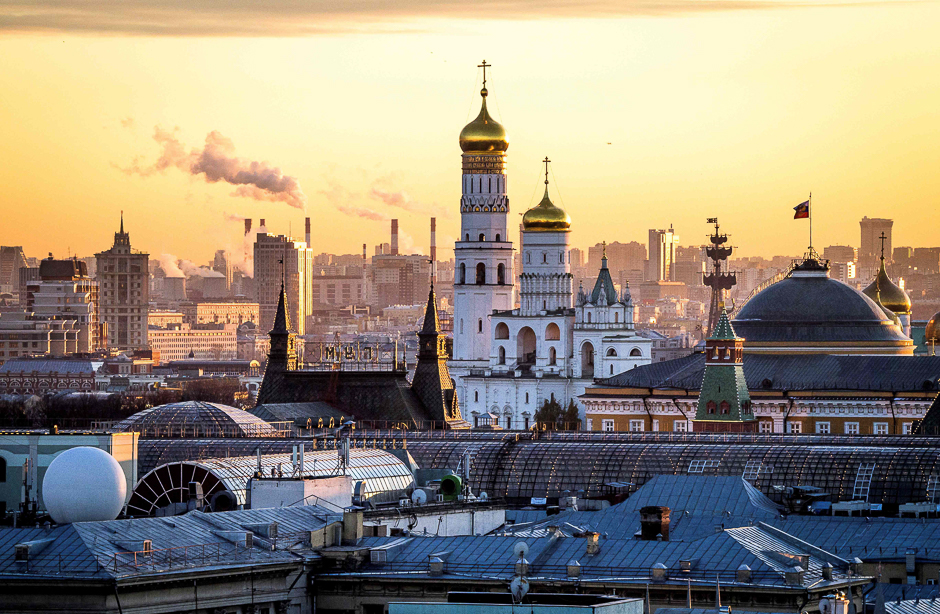 The Kremlin and The Ivan the Great Bell Tower at sunset in Moscow. PHOTO: AFP