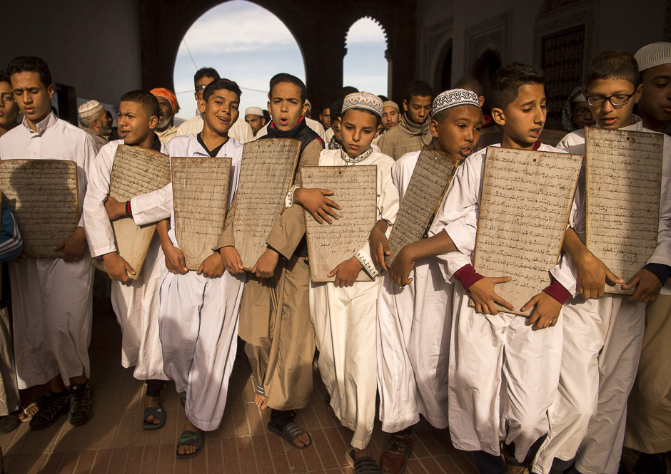 Moroccan children head to the Great Mosque of Sale to pray for rain near the capital of Rabat. PHOTO: AFP