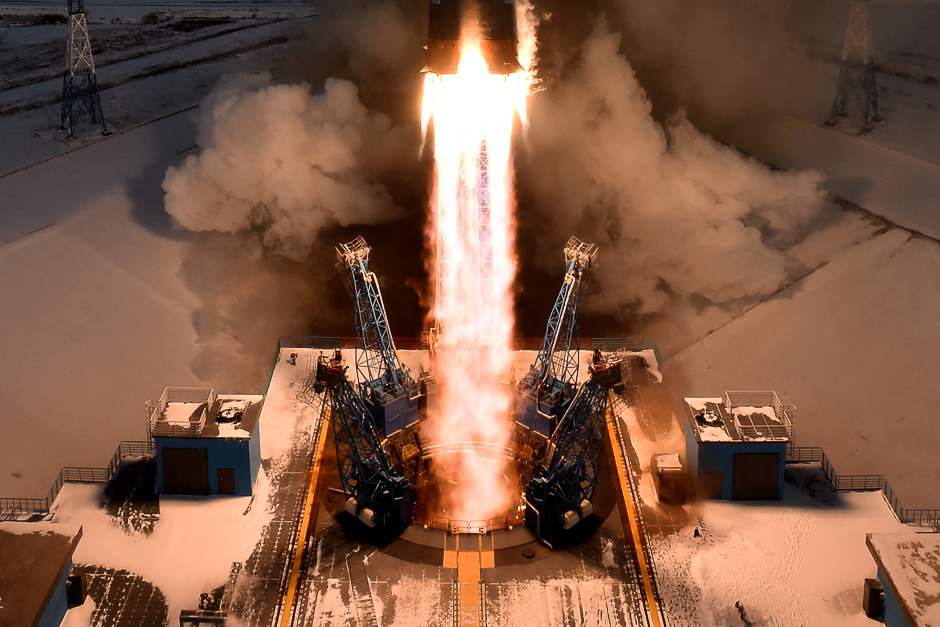 The Soyuz-2.1b rocket carrying Russia's Meteor-M 2-1 weather satellite lifts off from the launch pad about 200 kms from the city of Blagoveshchensk in the far eastern Amur region. PHOTO: AFP