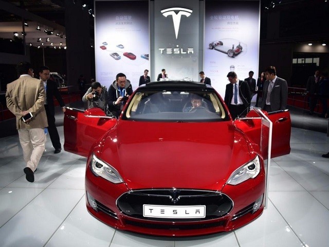 Tesla Model S unveiled. 
PHOTO: AFP