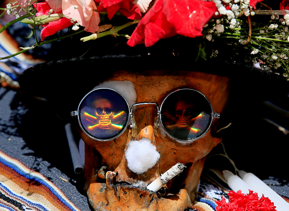 A skull is seen at a cemetery during the Day of Skulls celebrations in La Paz, Bolivia. PHOTO: REUTERS