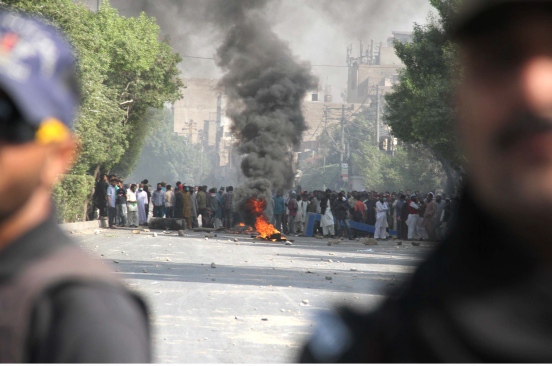 Protests were held at 40 separate locations across Karachi. PHOTO: PPI