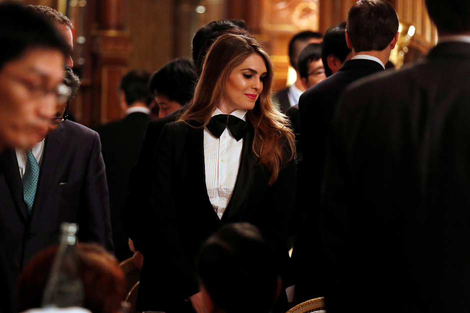 White House Communications Director Hope Hicks attends an official dinner thrown by Japan's Prime Minister Shinzo Abe in honour of US President Donald Trump at Akasaka Palace in Tokyo, Japan. PHOTO: REUTERSg