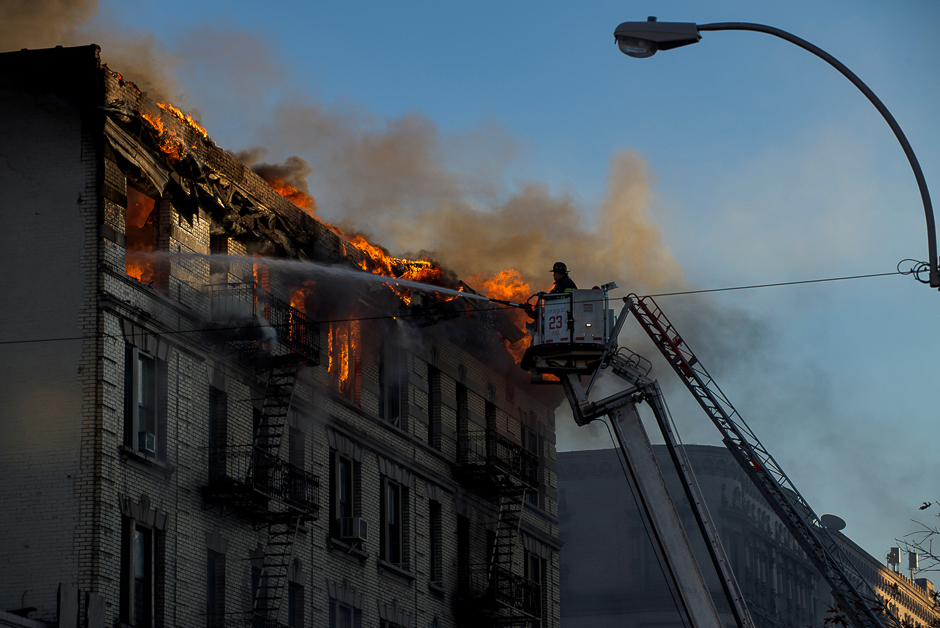 A fire is seen in Manhattan, New York, US. PHOTO: REUTERS