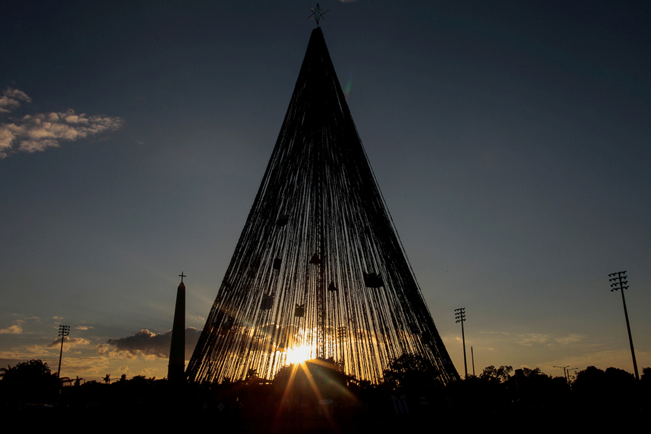 A giant Christmas tree stands in Juan Pablo II square in Managua, Nicaragua. PHOTO: REUTERS
