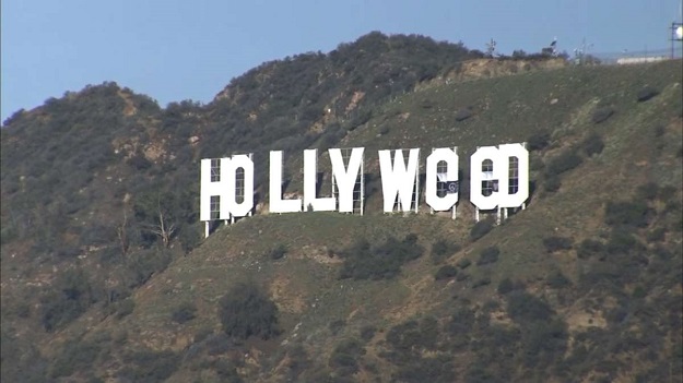 Hollywood sign changed to 'Hollyweed'. PHOTO: REUTERS