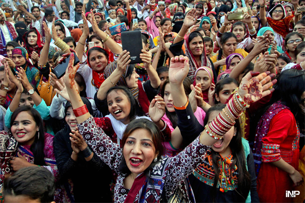 A large number of women participated in the festivities of the day. PHOTO: INP