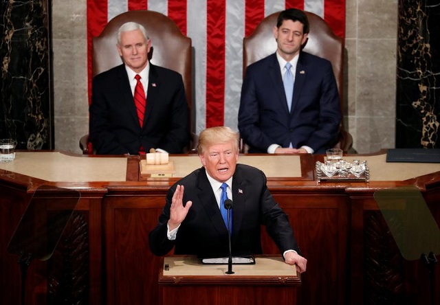 u s president donald trump delivers his state of the union address to a joint session of the u s congress on capitol hill in washington u s january 30 2018 reuters joshua roberts