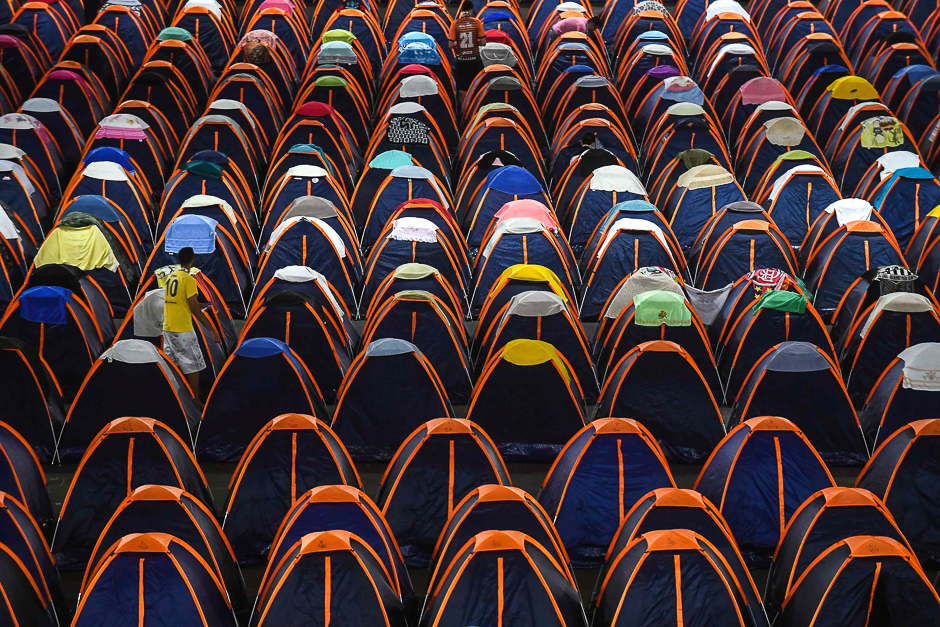 Participants camp at the 11th edition of Campus Party technological event, in Sao Paulo, Brazil. PHOTO: AFP