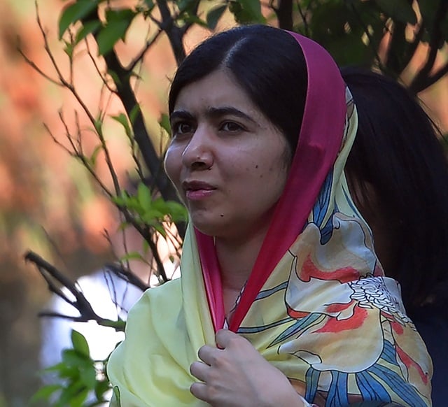 Malala Yousafzai looks on at the Serena Hotel in Islamabad. PHOTO: AFP