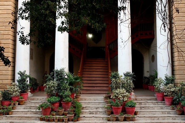 Pillars stand at the exterior of the Sindh Wildlife department building, previously the Freemason Hall (Hope Lodge), built in the British colonial period, in Karachi, Pakistan, February 4, 2018. PHOTO: Reuters