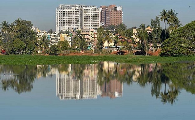 New apartments are still springing up all over Bangalore -- even though there is nowhere near enough mains water to supply those already living here. PHOTO: AFP