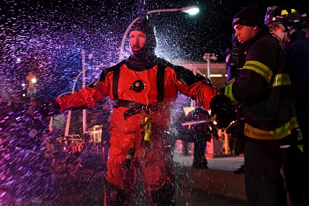The US Coast Guard launched three boats to aid in the response, joining New York City emergency responders. 
