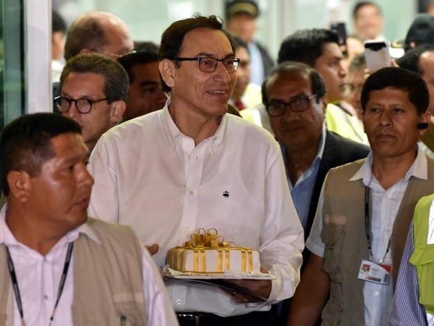 Peru's vice president Martin Vizcarra arriving at Lima airport on Friday to be sworn in later in the day as the new president. PHOTO: AFP