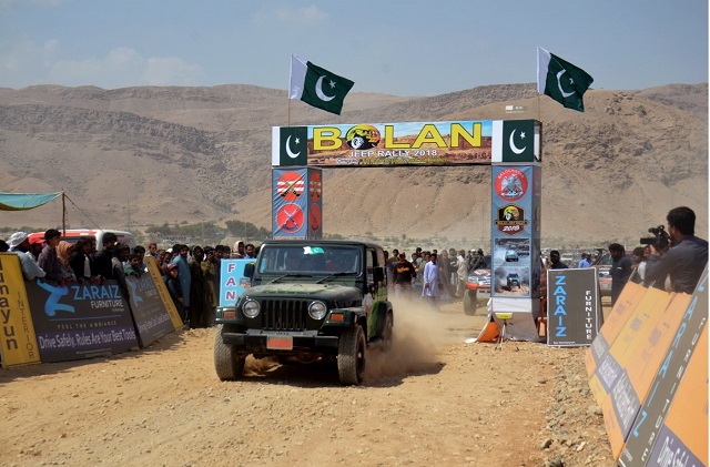 A jeep participates in the Bolan Jeep Rally held near Mach area of Bolan district - PHOTO EXPRESS