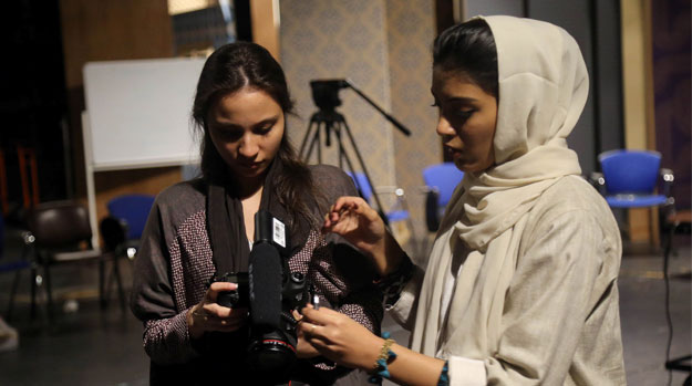Saudi women study film making at a university in Jeddah. PHOTO: REUTERS 