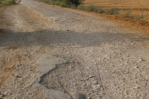 Rundown road in Qamber district. PHOTO: EXPRESS