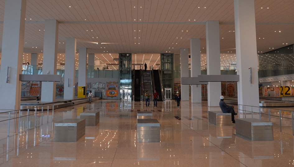 Inner view of the newly constructed international airport. Photo: AFP