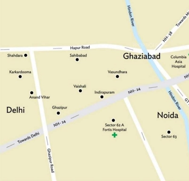 Map showing the distance between Ghazipur where the 11-year-old girl lives with her family and Sahibabad where she was found and rescued in the madrassa. PHOTO: SMC REALTY