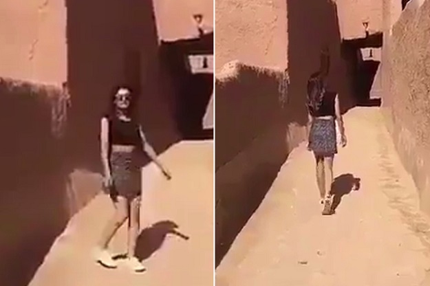 The woman had been accused of violating Saudi Arabia's rules of dress walking through the historic fort of Ushaiqer. PHOTO: KHULOOD/Snapchat and TWITTER