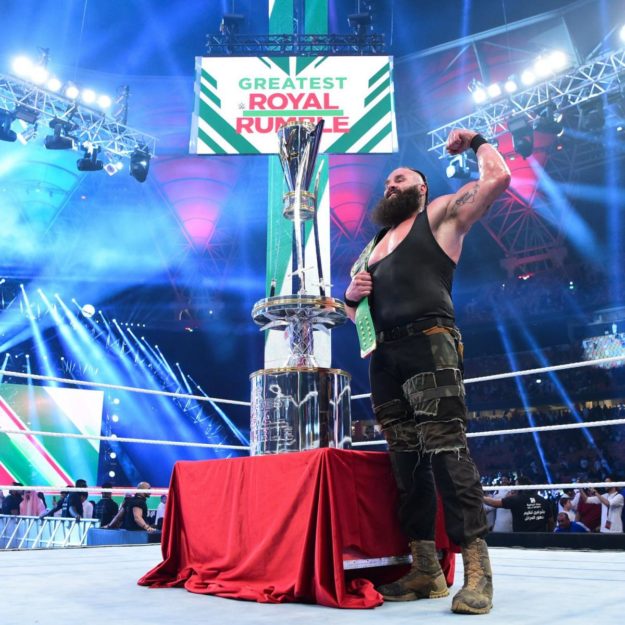 Strowman with the Saudi trophy PHOTO:WWE