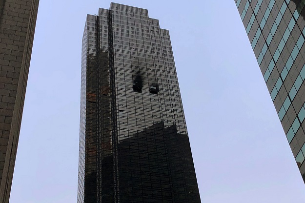 A residential unit is pictured following a fire at Trump Tower in the Manhattan borough of New York City, New York, U.S., April 7, 2018. PHOTO:REUTERS