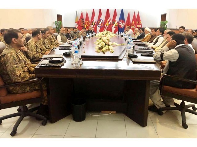 Army chief General Qamar Javed Bajwa during a meeting in Quetta on May 1, 2018. PHOTO: ISPR