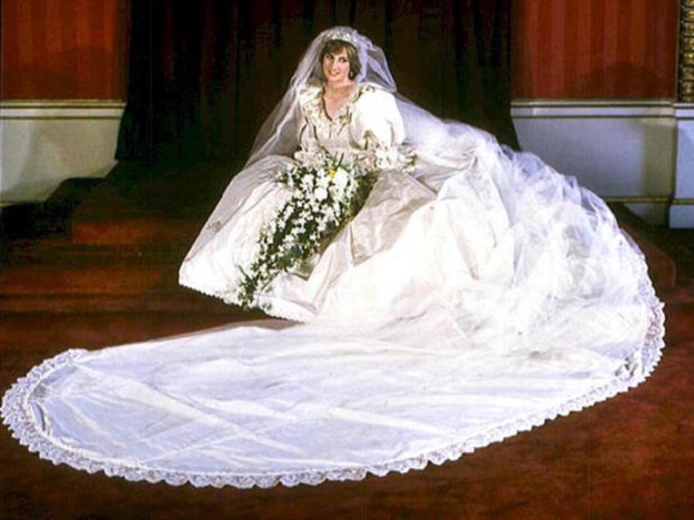 Diana, Princess of Wales, in her wedding dress, on July 29, 1981. PHOTO: AFP