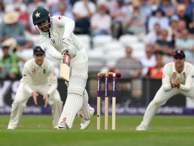 Speaking about the contrasting performance of the bowlers from both sides, Shadab Khan said the conditions were different during the first innings as compared to the second. PHOTO: AFP