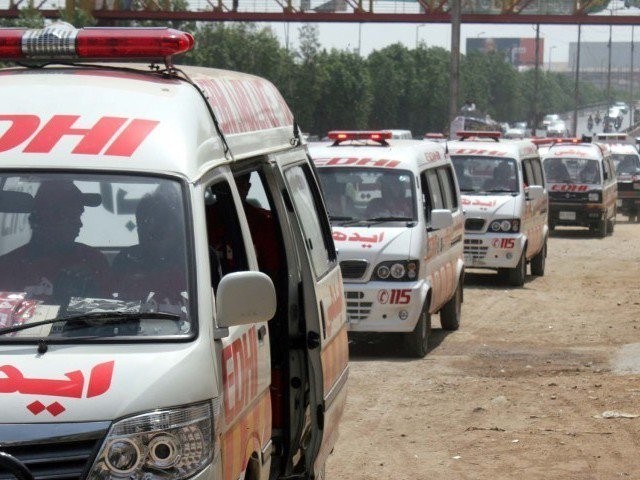 File photo of Edhi ambulances. PHOTO: FILE