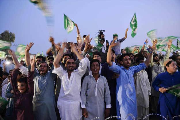  Pakistani political rallies have been transformed in recent years to festive blowouts. PHOTO:AFP