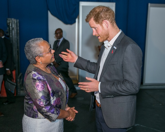Kenya's First Lady Margaret Kenyatta talks with Britain's Prince Harry on the sidelines of the 22nd International AIDS Conference (AIDS 2018) in Amsterdam, Netherlands, July 24, 2018. PHOTO: REUTERS