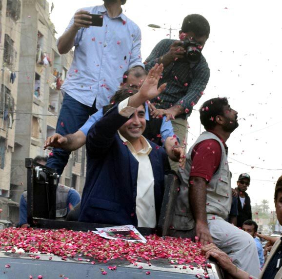 Bilawal during his visit to Lyari. PHOTO: EXPRESS
