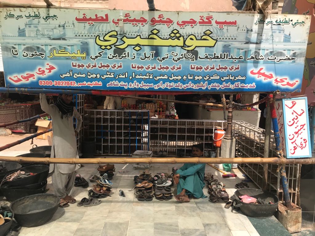 A view of shoe keeping facility at the shrine. PHOTO: EXPRESS