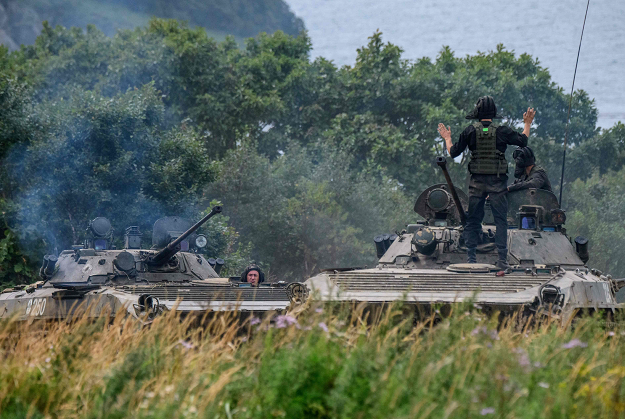 Russian military vehicles take part in the Vostok-2018 (East-2018) military drills. PHOTO:AFP