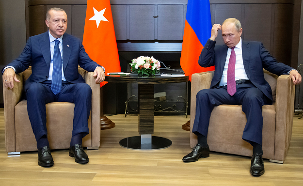  Russian President Vladimir Putin meets his Turkish counterpart Tayyip Erdogan in Sochi. PHOTO: REUTERS