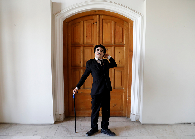 Afghanistan's Charlie Chaplin, Karim Asir, 25. PHOTO: REUTERS 