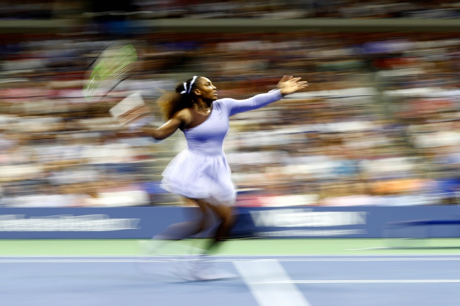 Serena Williams of the United States returns the ball during her women's singles semi-final match against Anastasija Sevastova of Latvia on Day Eleven of the 2018 US Open at the USTA Billie Jean King National Tennis Center. PHOTO: AFP