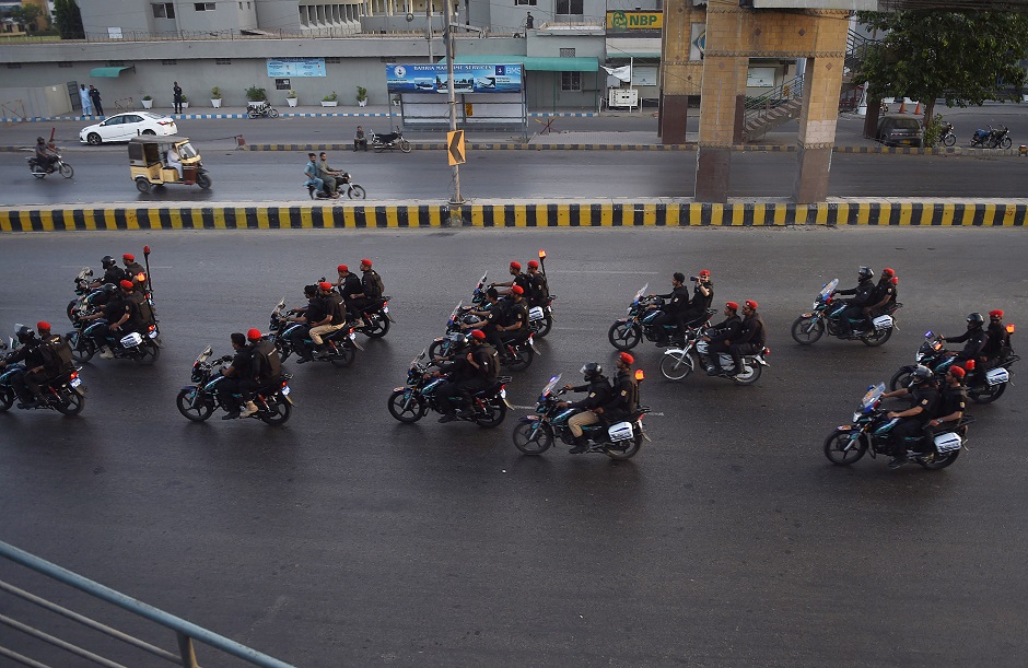 Pakistani security personnel during Muharram in Karachi on September 16, 2018. PHOTO:AFP