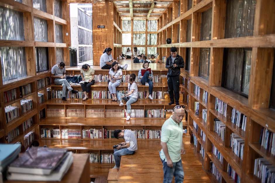 People visit the Liyuan Library on the outskirts of Beijing. PHOTO:AFP 
