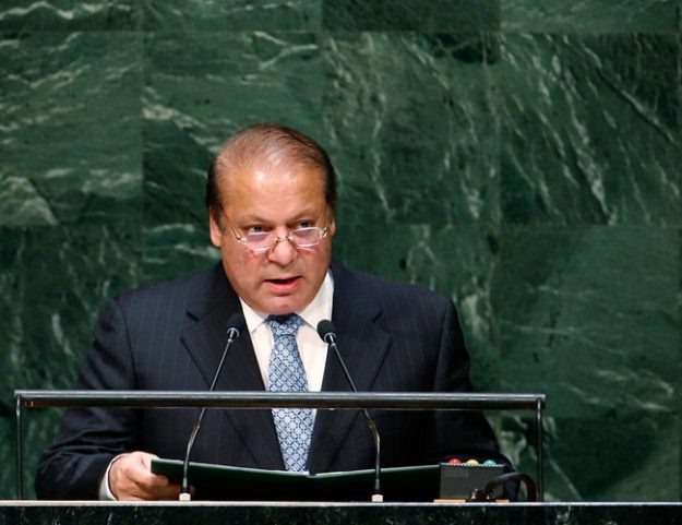 Nawaz Sharif addresses the 69th United Nations General Assembly. PHOTO: REUTERS