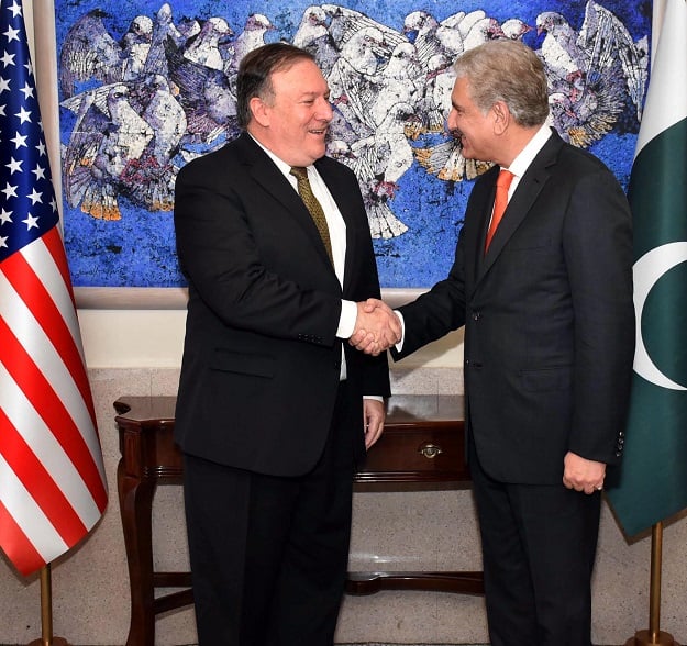 FOREIGN MINISTER MAKHDOOM SHAH MAHMOOD QURESHI RECEIVES US SECRETARY OF STATE MICHAEL RICHARD POMPEO IN ISLAMABAD ON SEPTEMBER 05, 2018.