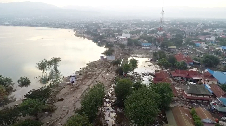 The damage after an earthquake. PHOTO: still image from social media drone video via REUTERS