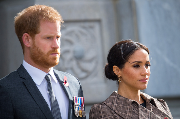  Britain's Prince Harry and Meghan, Duchess of Sussex during a visit to view the newly unveiled UK war memorial and Pukeahu National War Memorial Park, in Wellington. PHOTO: REUTERS